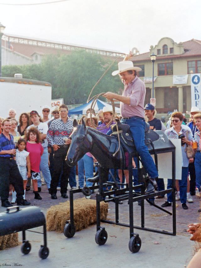 Man performs rope tricks, Chisholm Trail Roundup, Ft. Worth Stockyards, June 1993