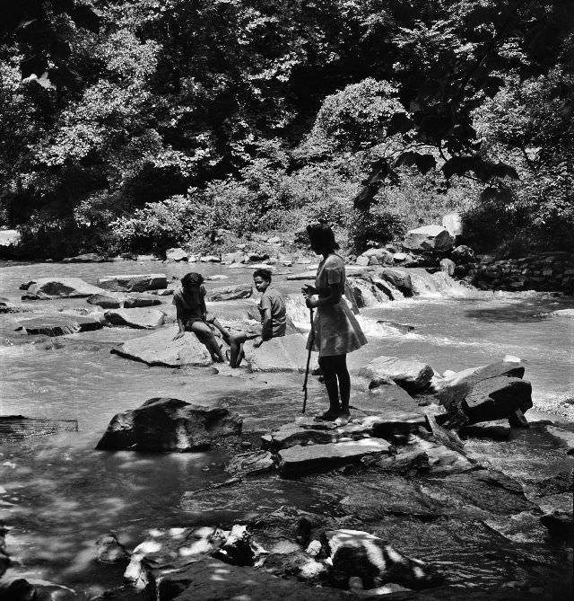 Wading in Rock Creek Park, Washington, D.C., June 1942