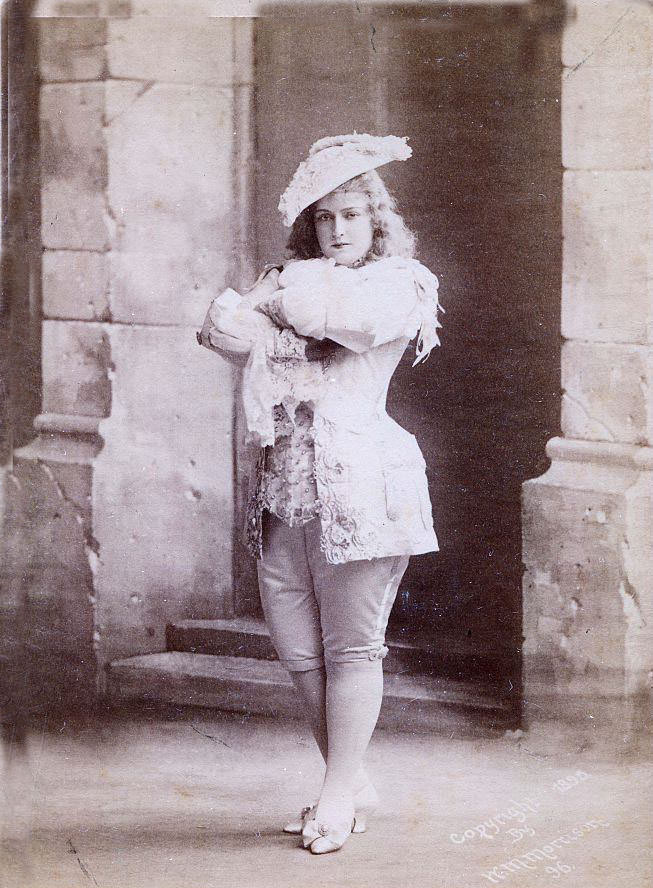 Lillian Russell posing in costume, 1880.