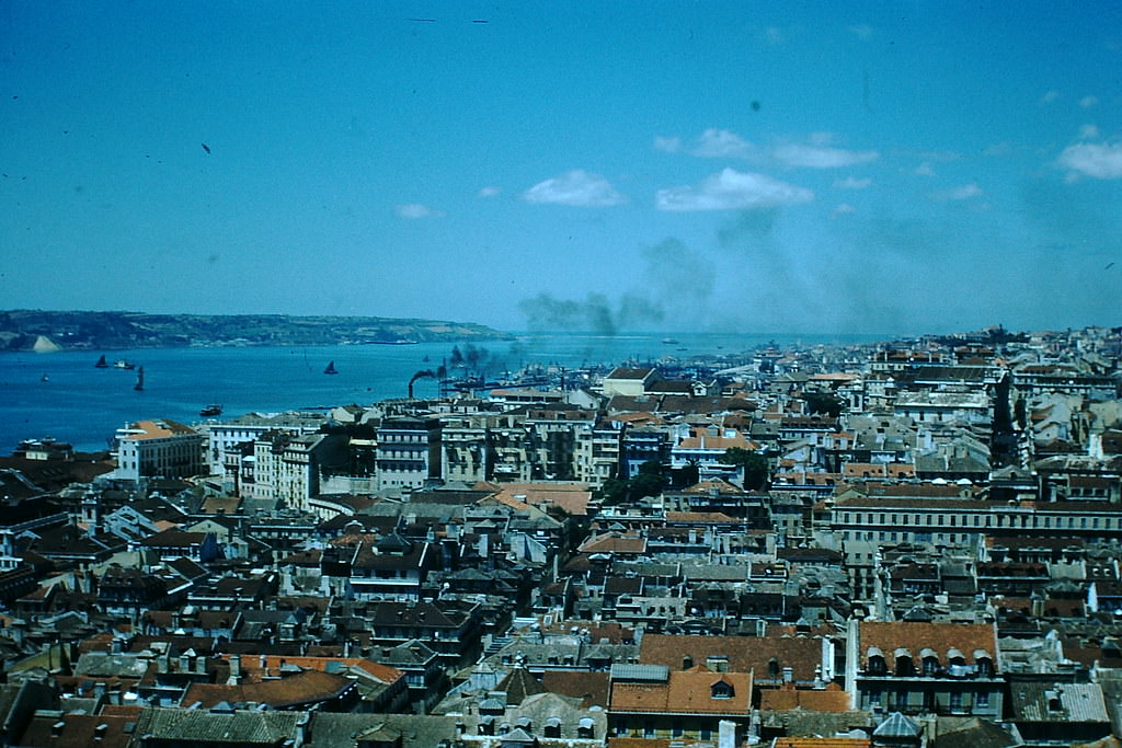 City Waterfront Ent to Harbor, Lisbon, 1950s.