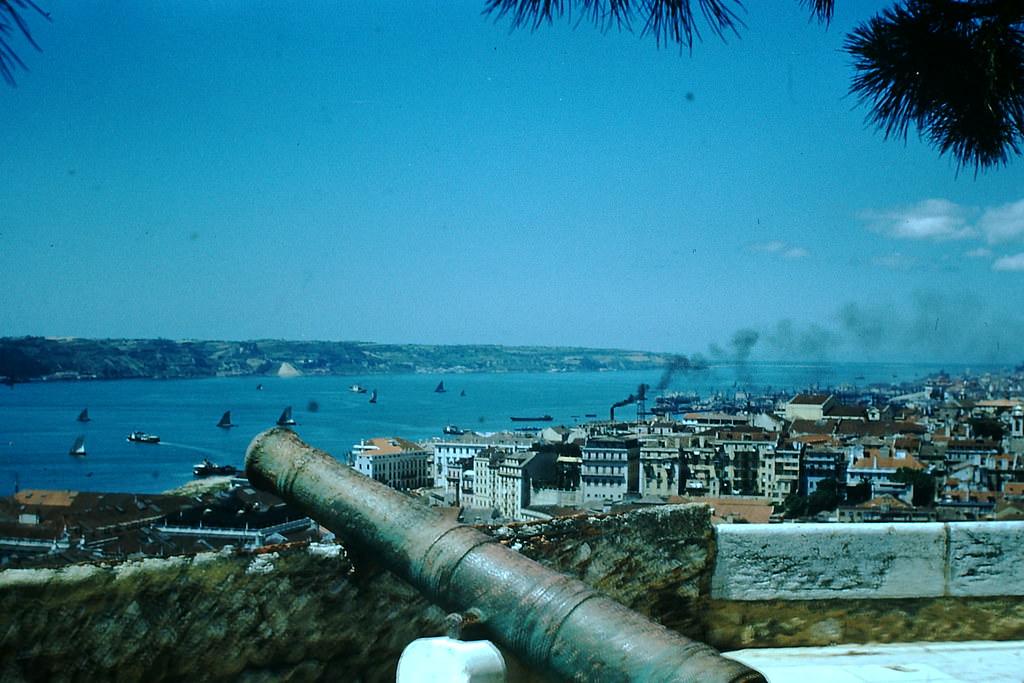 Harbor from Fort twards Atlantic, Lisbon, 1950s.