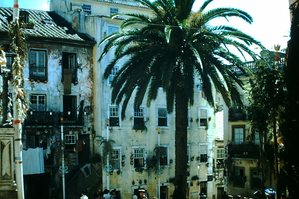 Square in Moorish Qtr, Lisbon, 1950s.