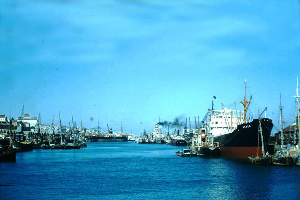 Waterfront Inner Docks, Lisbon, 1950s.