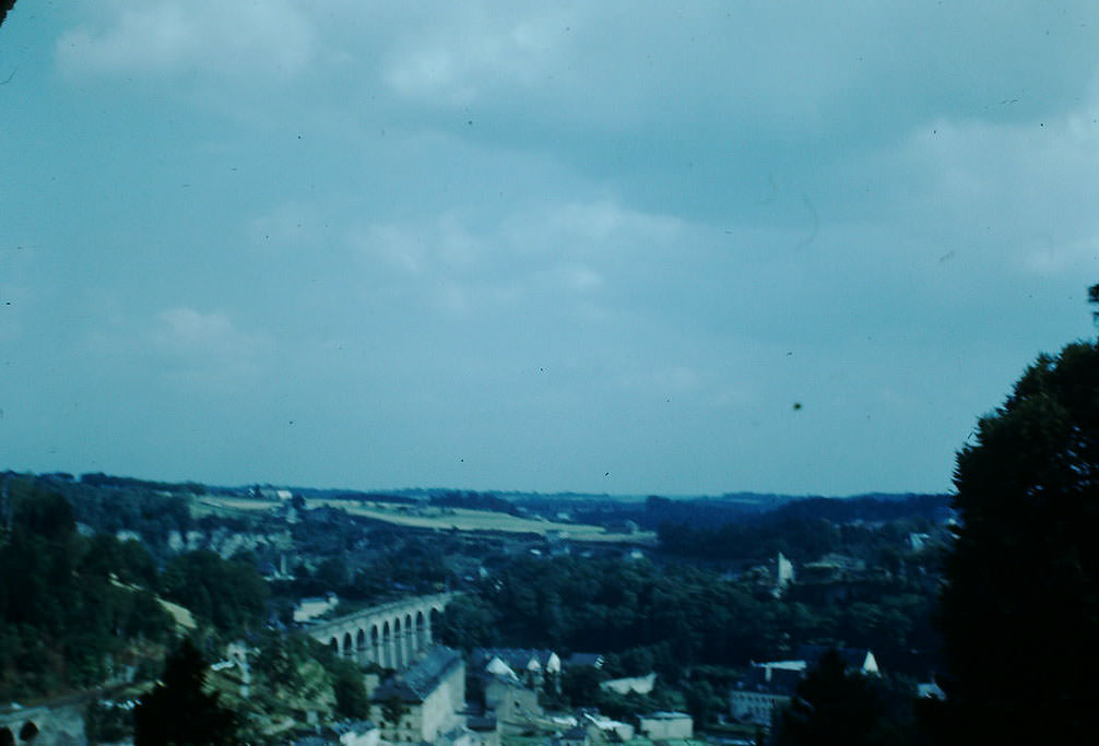 RR Bridge & Old Fortifications, Luxembourg, 1949.