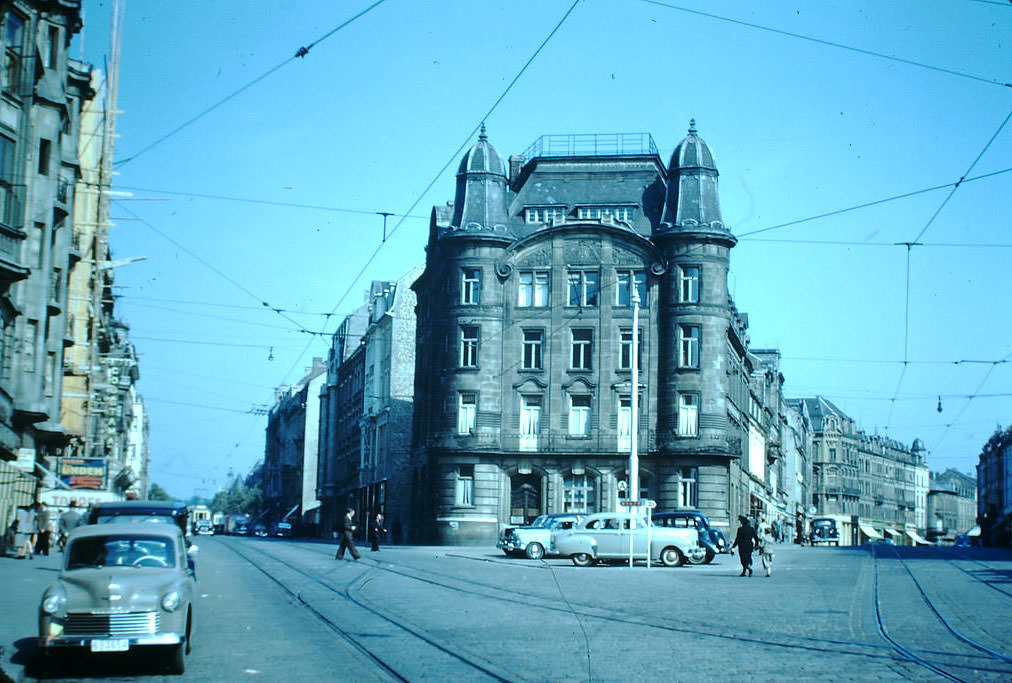 Avenue Liberte & Ave De Lagare from Station, Luxembourg, 1949.
