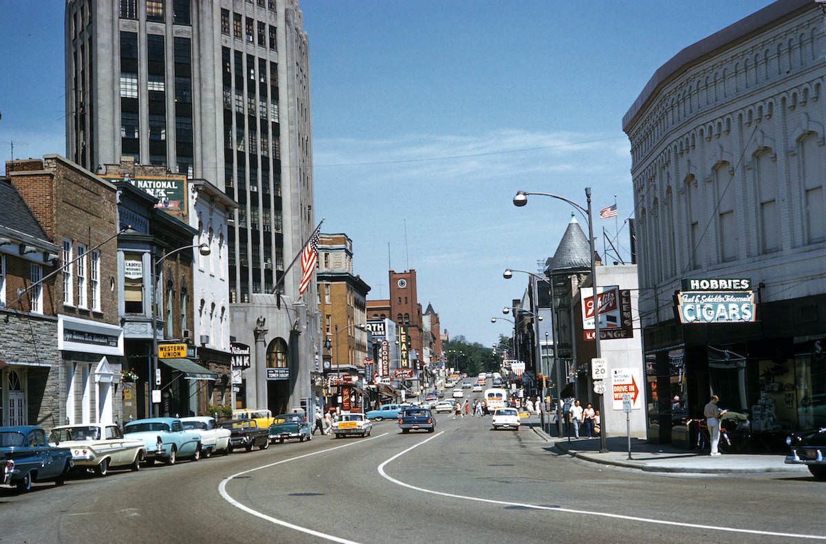 Chicago, suburban Elgin, Chicago Street in central business district 1967