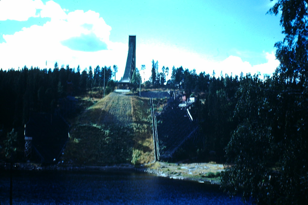 Holmenkollen Ski Jump in Oslo, Norway, 1940s.