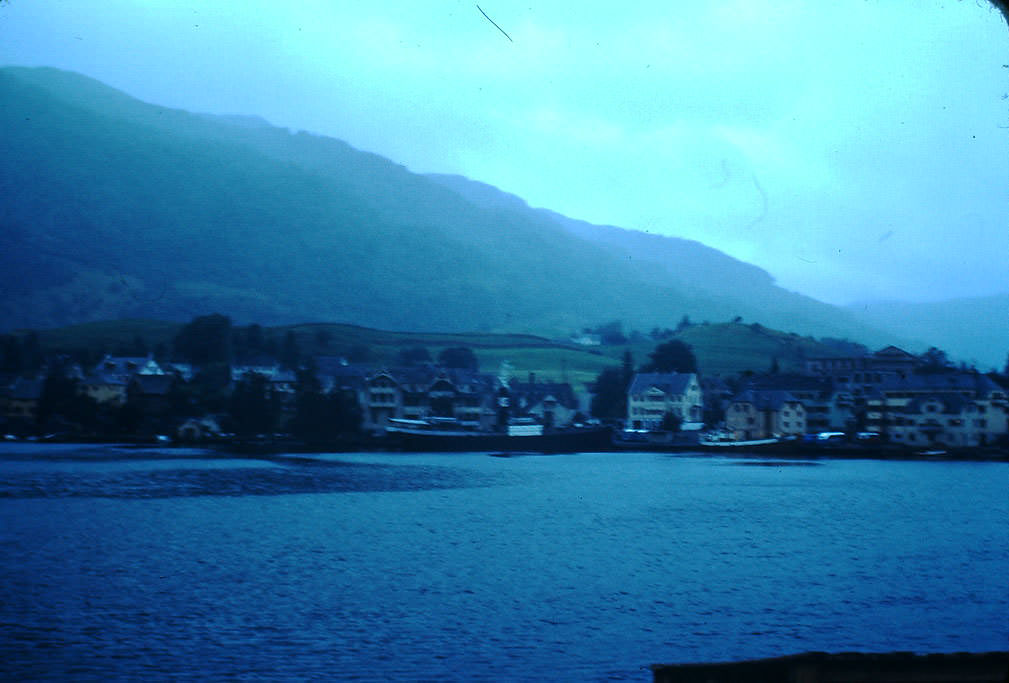 Norheimsund- from across water, Norway, 1940s.