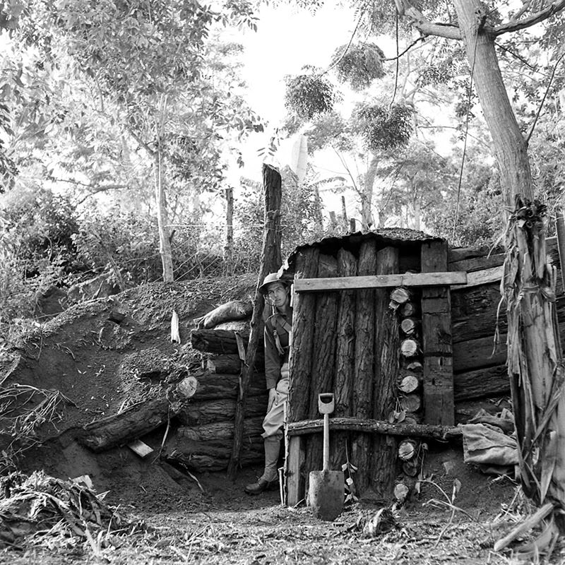 A hastily constructed defense bunker, Hawaii, early 1942.