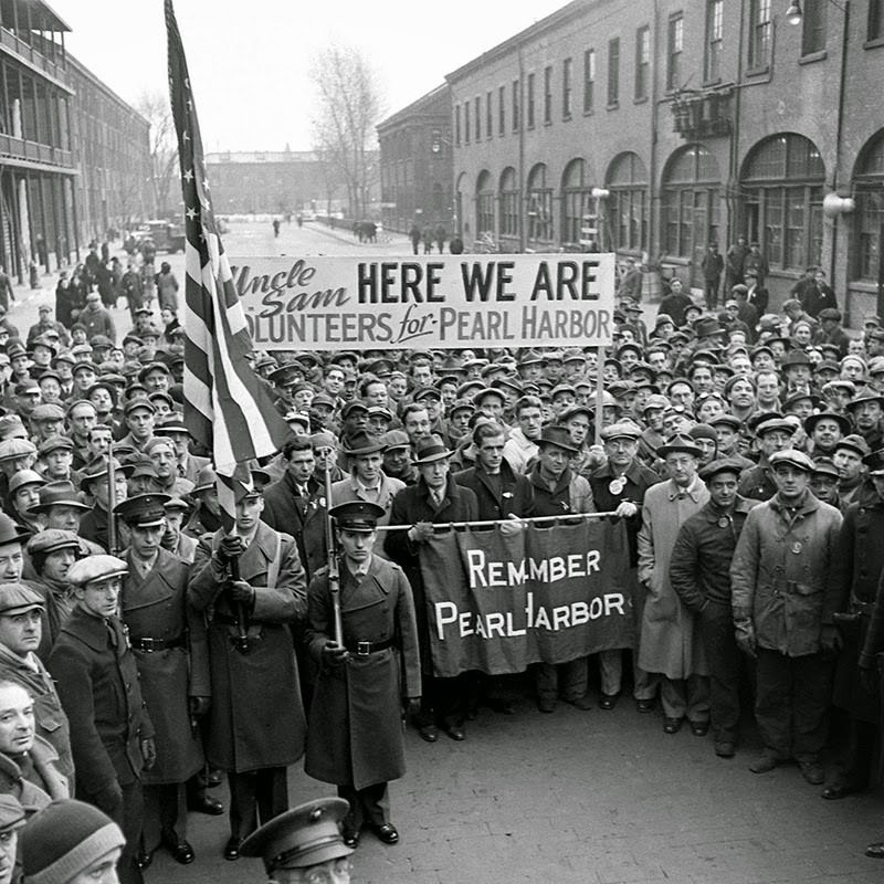 A rally at the Brooklyn Navy Yard, December 1941.