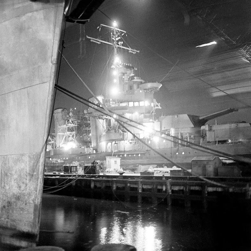 The Brooklyn Navy Yard by night, 1941.