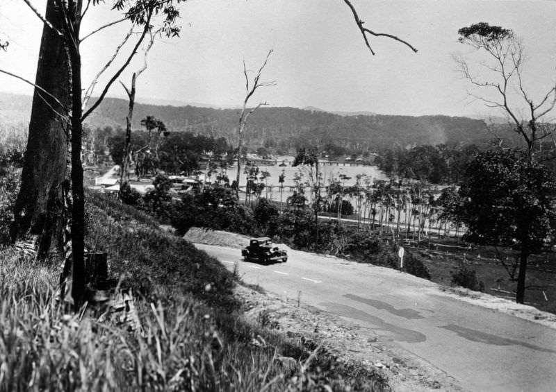 Looking up Currumbin Creek from Pacific Highway, Currumbin, 1934