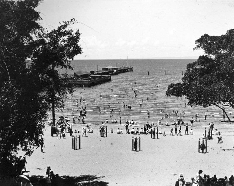 The Jetty and shark-proof enclosure, Sandgate, December 1937