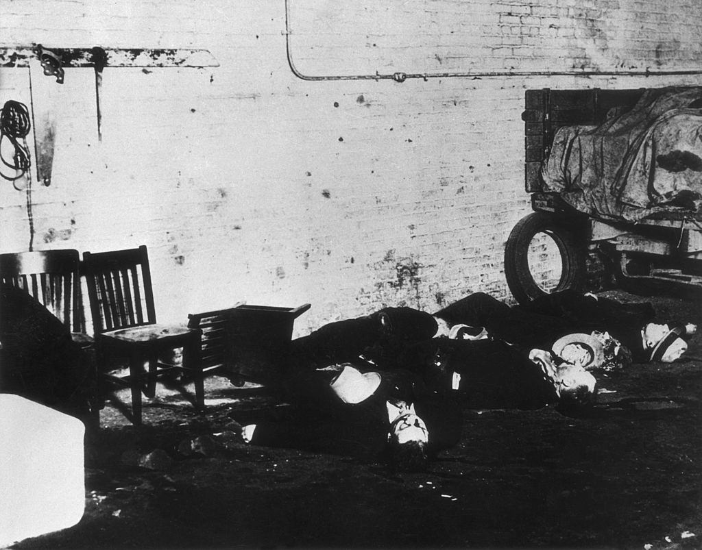 The bodies of victims of the St. Valentine's Day Massacre, Chicago. 14th February 1929