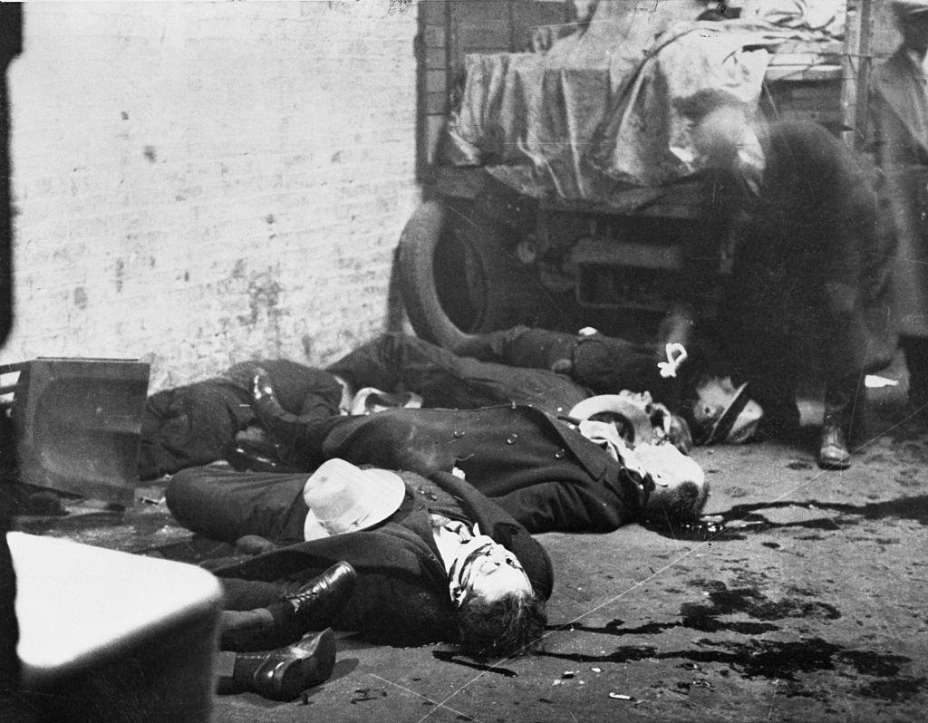 Aftermath of the Valentine's Day Massacre of February 14, 1929.