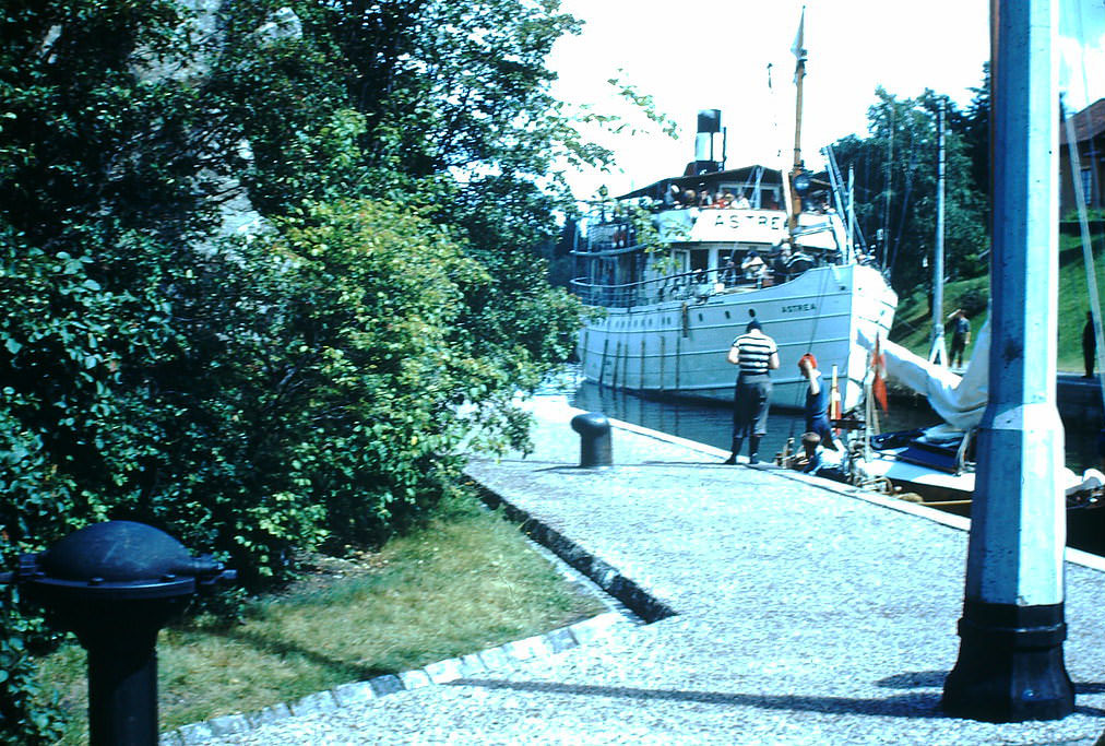 Canal Steamer in Trollhattan Locks, Sweden, 1949.