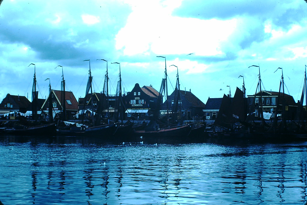 Fishing Boats in Volendam, the Netherlands, 1940s.