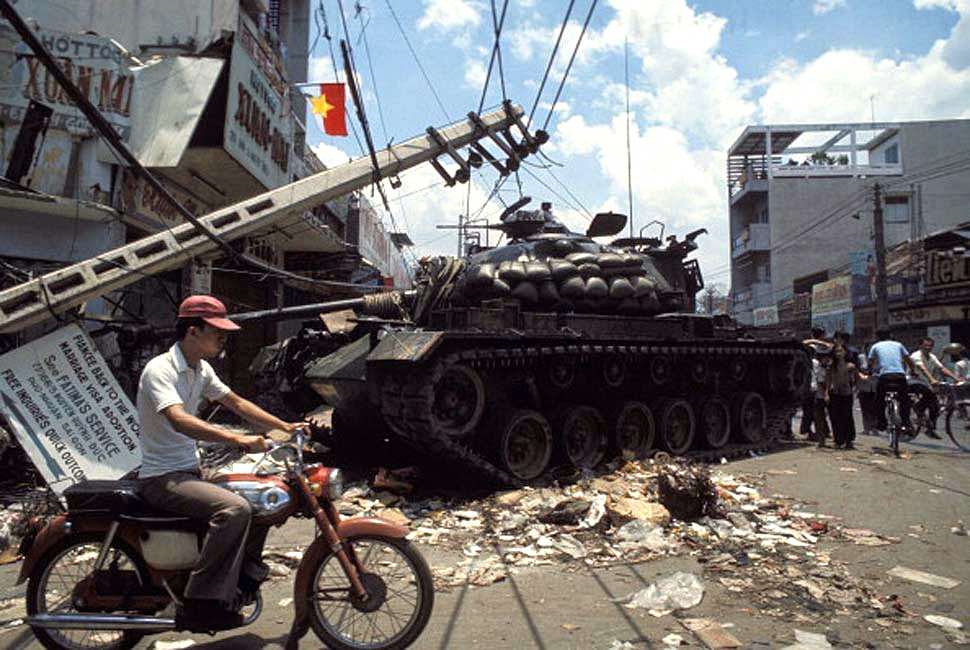 The Fall of Saigon, Vietnam in April, 1975-Tank in Saigon.
