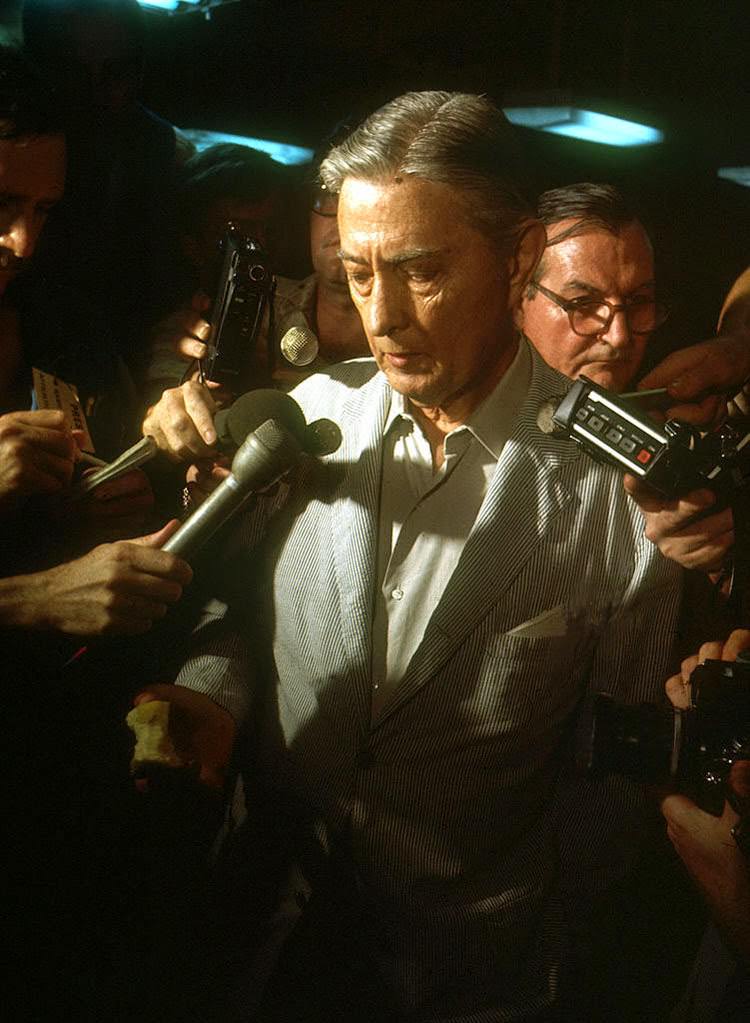 As Saigon falls to the communist rule of North Vietnamese, US Ambassador to Vietnam, Graham Martin, speaks to the press April 29, 1975 after an evacuation from South Vietnam.