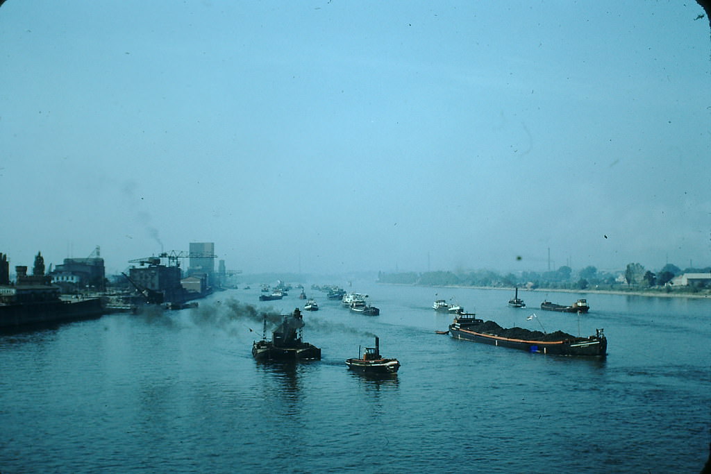 Rhine River at Mainz, Germany, 1949.