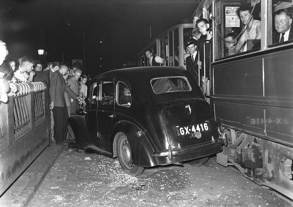 A car accident in Amsterdam, 1940s.