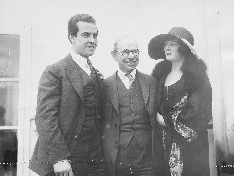 Alice Terry with MGM Head Marcus Loew and actor Ramon Novarro on the SS Leviathan ocean liner, 1924.