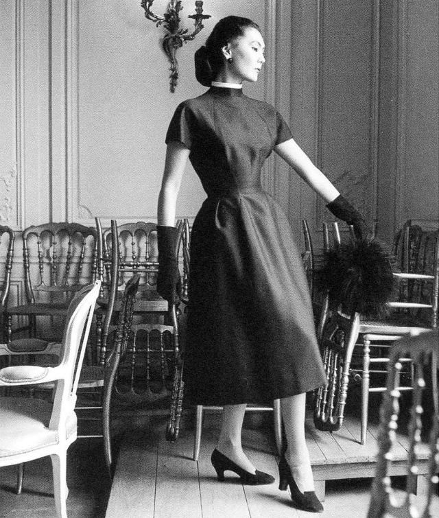 Alla in Dior's dress called "Croque-mitaine" Autumn/Winter Collection Vivante line 1953, Paris