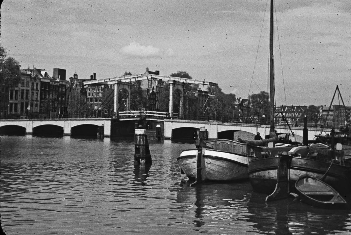 Boats and drawbridge, Amsterdam, 1958