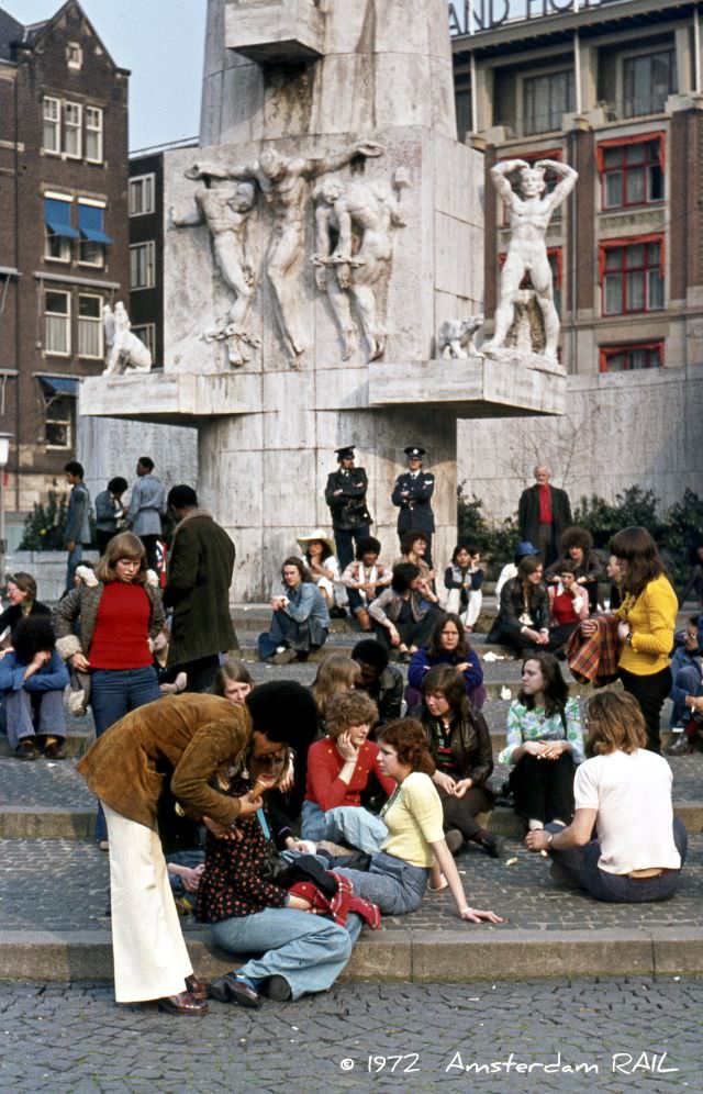 National (war) Monument on Dam Square in Amsterdam, July 1972