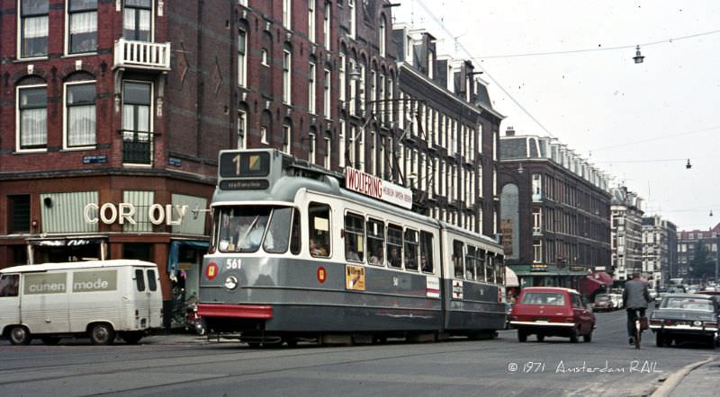 Line 1 in the Jan Pieter Heijestraat, Amsterdam, August 1971