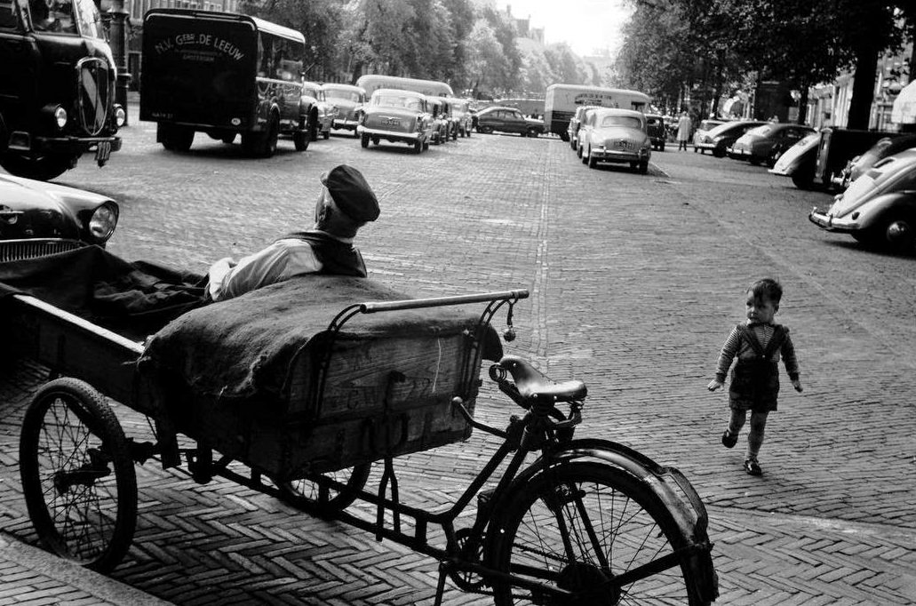 An old-style delivery truck, , Amsterdam, 1965.