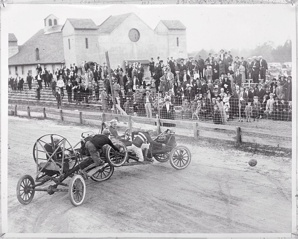 Men Competing in an Auto Polo Game, 1910.