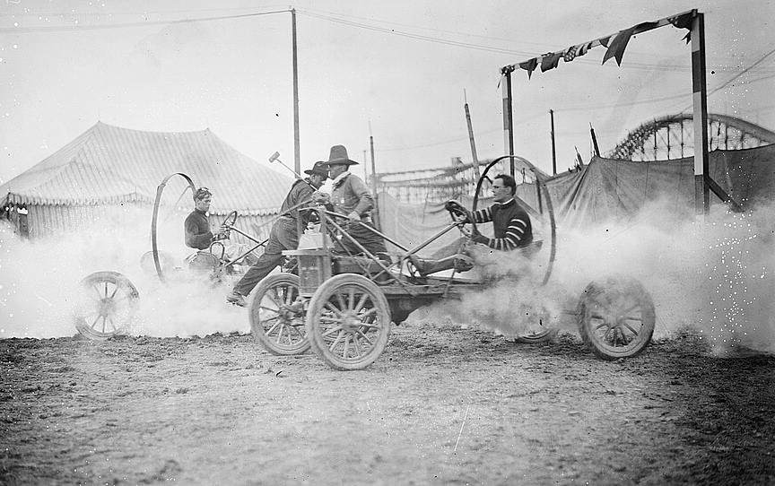 An auto polo match at Coney Island.