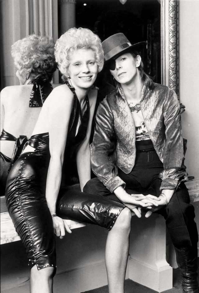 David Bowie with his wife Angie Bowie and their Son Zowie in Amsterdam in 1974