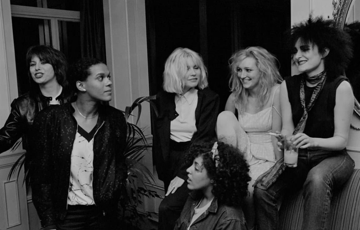 From left to right: Chrissie Hynde, Pauline Black (then of Selecter), Debbie, Poly Styrene (then of X-Ray Spex), Viv Albertine (then of the Slits), and Siouxsie Sioux of Siouxsie and the Banshees, London, 1980