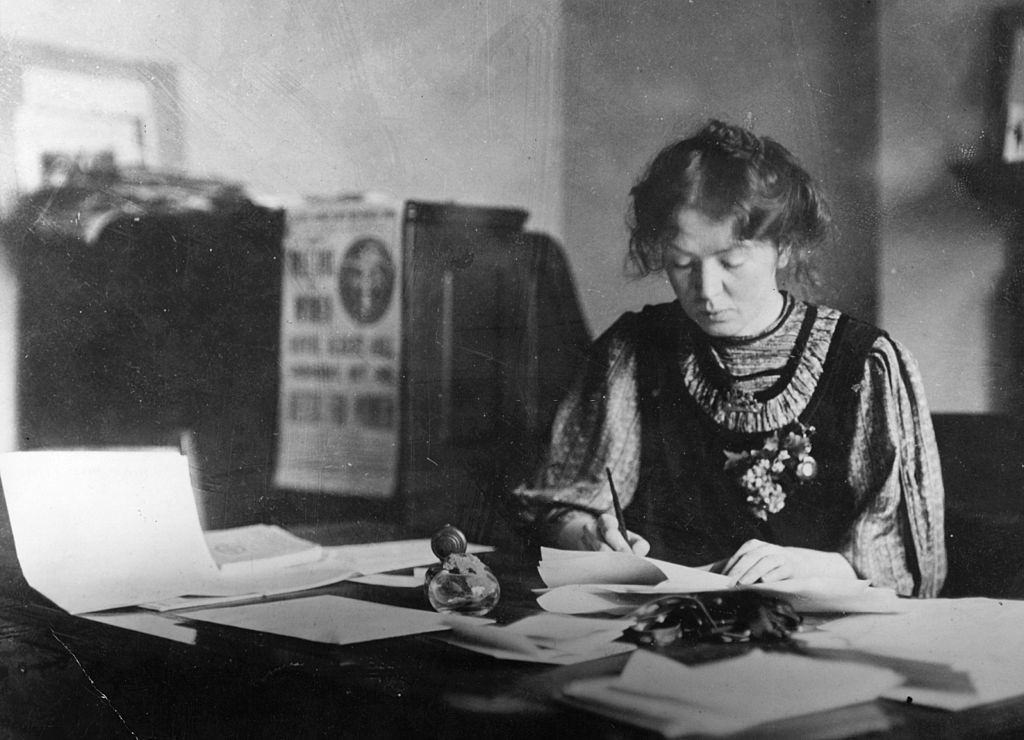 The suffragette Christabel Harriette Pankhurst, 1910.