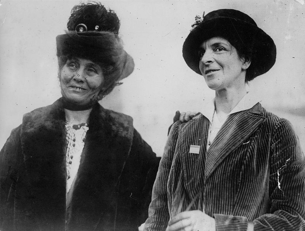 Emmeline Pankhurst with her friend, 1913.