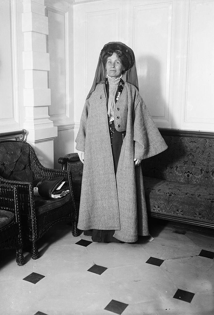 Emmeline Pankurst with Long Coat, 1915.