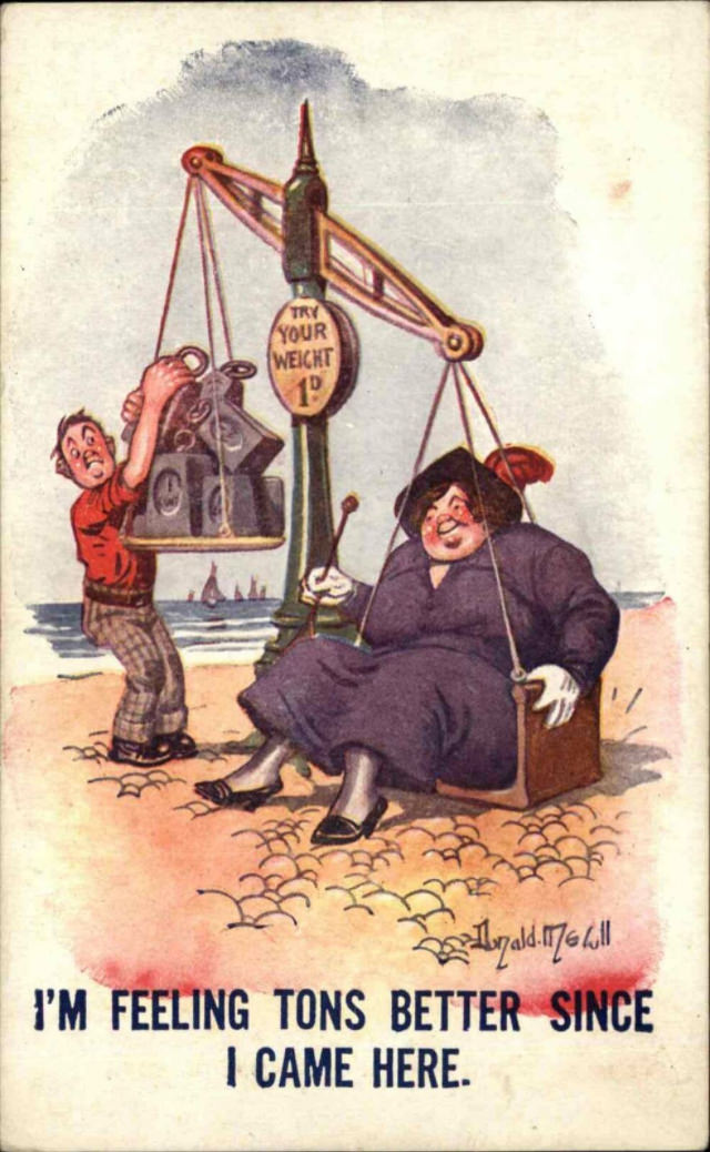 Hilarious Comics featuring Fat Lady by Donald McGill from the Early 1900s