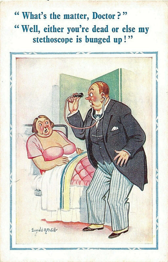 Hilarious Comics featuring Fat Lady by Donald McGill from the Early 1900s