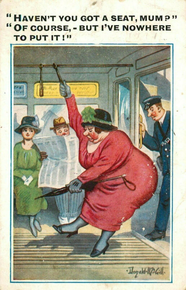 Hilarious Comics featuring Fat Lady by Donald McGill from the Early 1900s