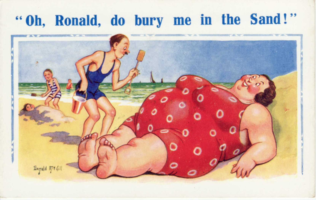 Hilarious Comics featuring Fat Lady by Donald McGill from the Early 1900s