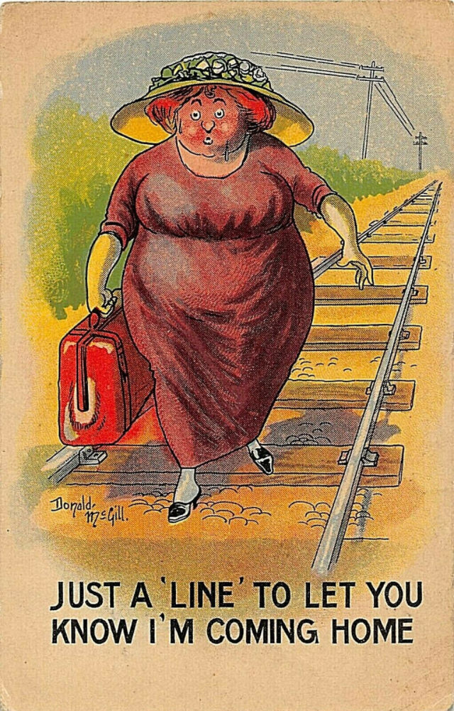 Hilarious Comics featuring Fat Lady by Donald McGill from the Early 1900s