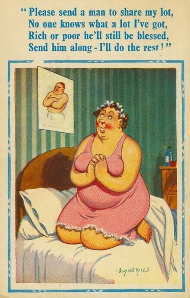 Hilarious Comics featuring Fat Lady by Donald McGill from the Early 1900s