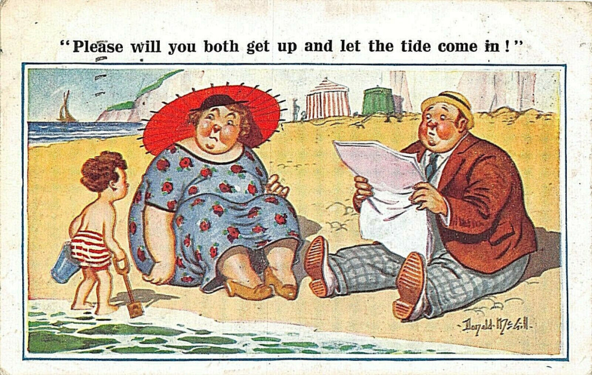 Hilarious Comics featuring Fat Lady by Donald McGill from the Early 1900s