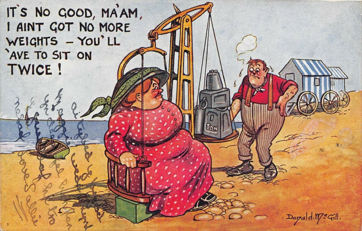 Hilarious Comics featuring Fat Lady by Donald McGill from the Early 1900s