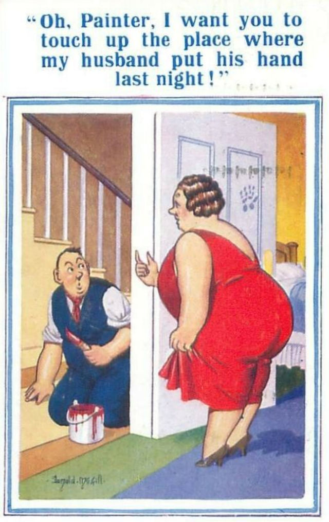 Hilarious Comics featuring Fat Lady by Donald McGill from the Early 1900s