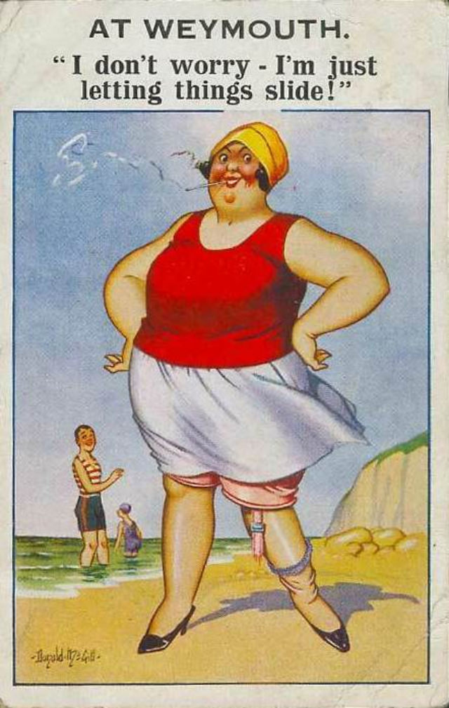 Hilarious Comics featuring Fat Lady by Donald McGill from the Early 1900s