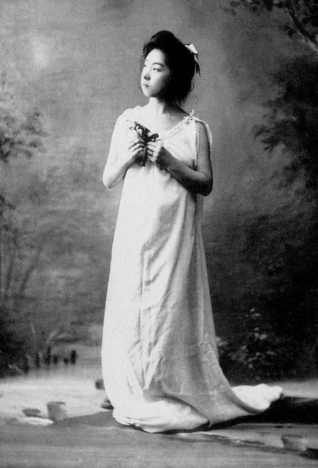 Geisha in combination nightgown wedding dress