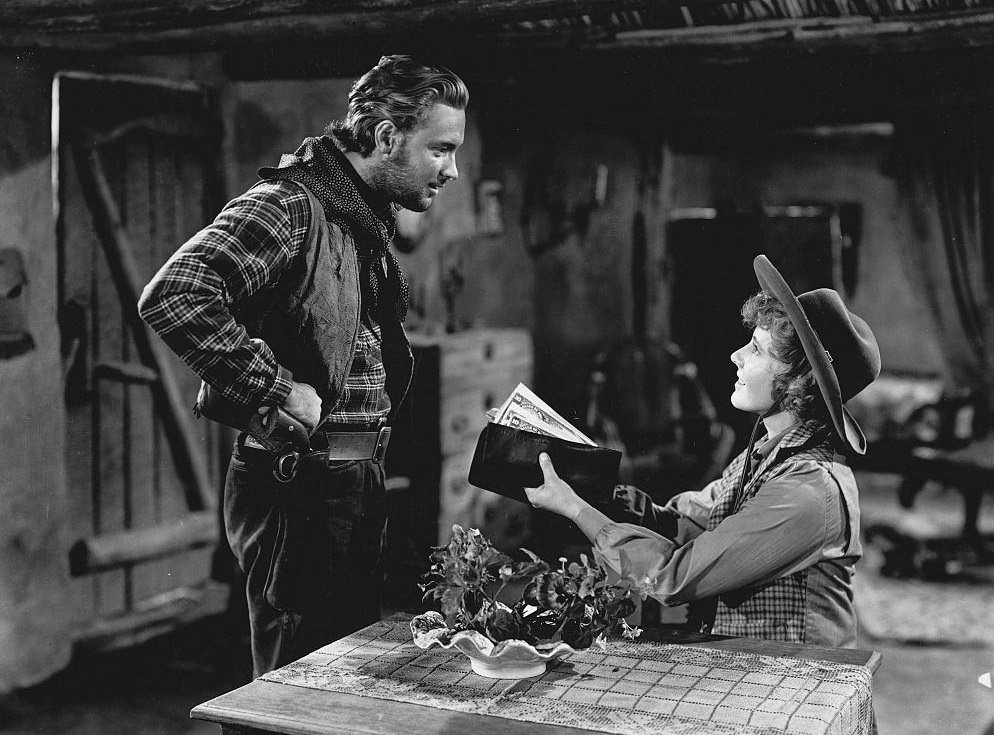 Jean Arthur with William Holden in the movie 'Western Arizona', 1940.